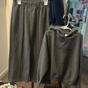 Zara gray hoodie / wide leg lounge set